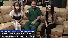 Nurse Blaires pierced hooters get examined with spanking and pussy teasing