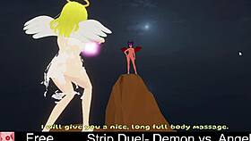 Demon rips angel's clothes in strip duel frenzy!