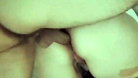 pregnant slut rides cock deep in her tight ass with juicy tits