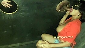 Safada wife sucks and fucks strangers' big cocks at gloryhole nonstop