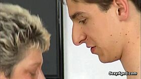 blonde mature in lingerie fucked by young stud