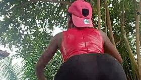 crazy bitch shakes huge ass dancing wild during fan workout