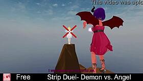 Demon rips angel's clothes in strip duel frenzy!