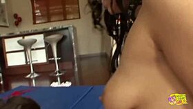 Hey, after wrestling Reena Sky Renae Cruz Sativa Rose take massive strap-on pounding together