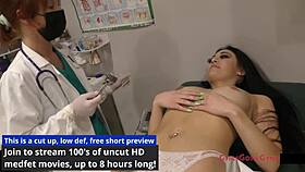 Nurse Blaires pierced hooters get examined with spanking and pussy teasing