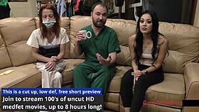 Nurse Blaires pierced hooters get examined with spanking and pussy teasing