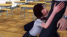 What if brunette PH student sucks off teacher in empty classroom game?