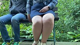 Chubby BBW Pisses in Park Hands Dirty Panties Stranger