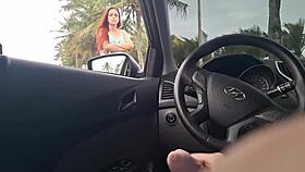 beautiful african girl risks public masturbation on british beach sidewalk car nearby