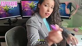 brunette curvy latina in lingerie teases feet and dirty talks solo