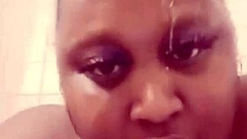 cheating ebony bbw thot teases tongue in shower! 💦🛁