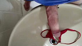 husband jerks off to my panties before fan job