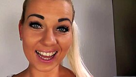 hey sexy blonde Lucy can't get enough of those messy deepthroat facials can she