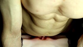 muscular bodybuilder rubs huge cock on wet plump pussy for passionate creampie sex