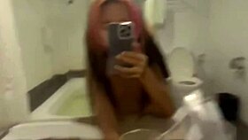 real amateur myanmar couple fucks hard in bathroom, hairy pussy riding to wet creampie orgasm