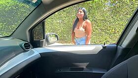 big ass latina seduces stranger for wild car creampie ride?