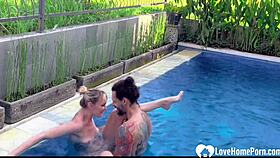 Blonde Teases Bikini Orgasm By Pool With Hard Cock