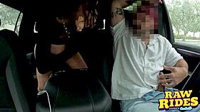 hot brunette latina TINY HANDS stroke then blow uber driver to cum!