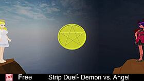 Demon rips angel's clothes in strip duel frenzy!