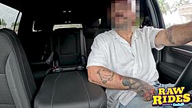 hot brunette latina TINY HANDS stroke then blow uber driver to cum!