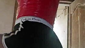 crazy bitch shakes huge ass dancing wild during fan workout