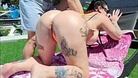 Neighbor slips into pool for steamy fuck and soccer play turns wild