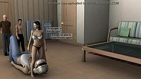 giantess towers over tiny guy in massive growth scene