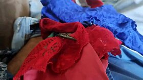 husband jerks off to my panties before fan job