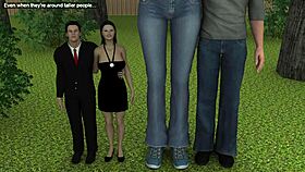 giantess towers over tiny guy in massive growth scene