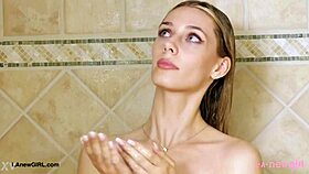 Elegant Blonde Teen's Shower Sparks Hidden Desires