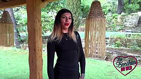 gwen the sexy french milf stuffs her tight pussy full in lingerie tease