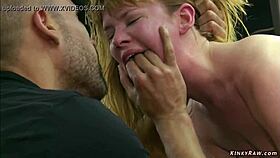 bound slave humiliated and fucked hard in public boutique by dominant group