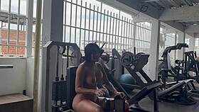 my trans trainer may hernandez gropes my ass tits during naked squats