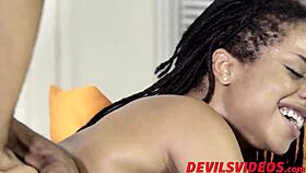 Playful Ebony Princess Gulps Down Massive Black Monster Cock!