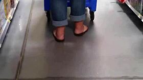 oversized woman fills out jeans with her massive curves perfectly