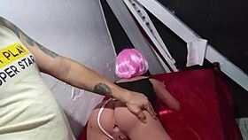 gorgeous schoolgirl fuck doll gets outdoor anal toy play