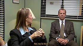 Office foursome heats up with pov action and spanish subtitles for intense fun