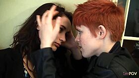 vulnerable brunette dyke pussy eaten then strapon plowed by girlfriend