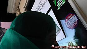 arab babe devours massive black cock in gloryhole frenzy