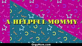 Young stud previews milf's massive tits during intense orgy blowjob session