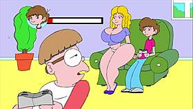 she flashes erotically on the sofa comic style