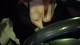 check out this italian milf artemisia love flashing massive tits while driving public