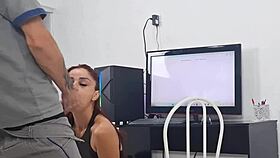 naughty babe greets tech no panties flashes curves teasingly