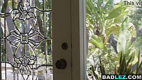 wanna see this peeping babysitter railed hard by two busty milfs?