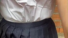 my hot neighbor lost the bet, slips into that sexy japanese school uniform while her man's at work for real homemade fucking.