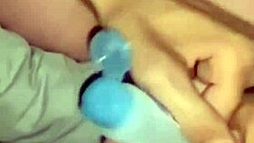 watch her shove that giant vibrator and anal dildo deep—makes her gag hard before finally cumming