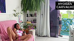 Caught Her Juicy Pussy Masturbating, Filled Her Tight Hole with Creampie Cumshot