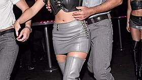 dirty after work vibes part 1 ai leather skirt tease outdoors 🔥👢