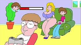 she flashes erotically on the sofa comic style