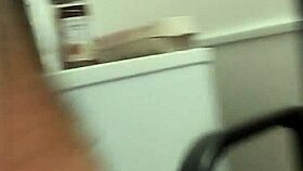 big dick guy unloads massive cumshot right in office chair